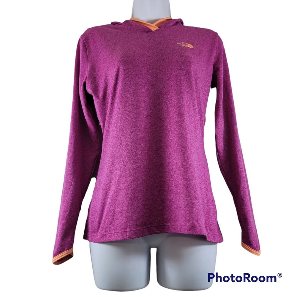The North Face FlashDry Two Tone Fuchsia/Orange Light Weight Hoodie Size Small